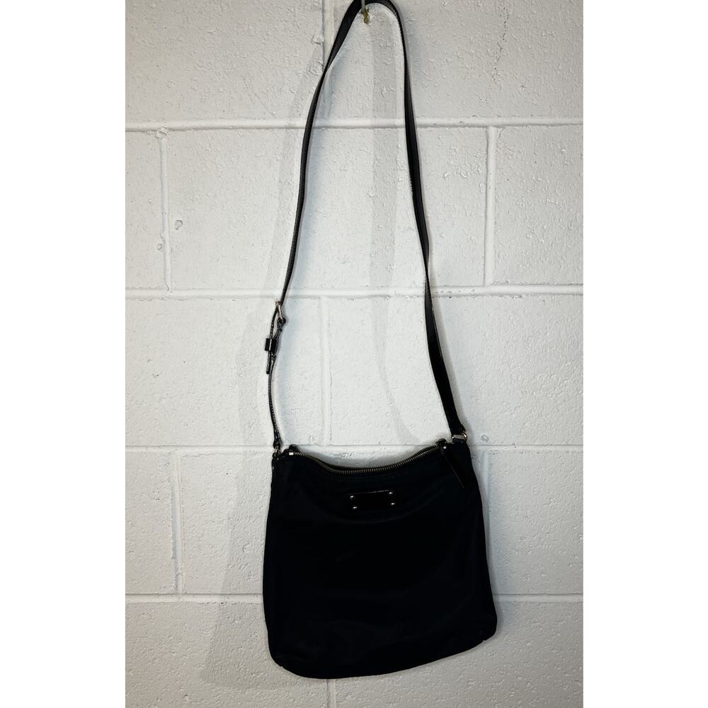 Kate Spade New York Black Nylon Crossbody Bag Purse Patent Leather Strap